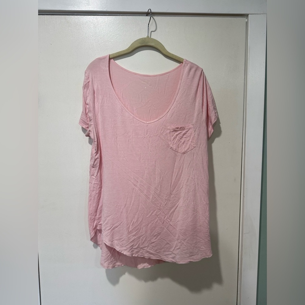 Vintage Hollister Light Pink Short Sleeve Top with Pocket - Size Large